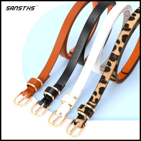 Skinny Belt Set Gold Buckle Minimal Chic Accessory for Dresses Jeans Coats main image 6